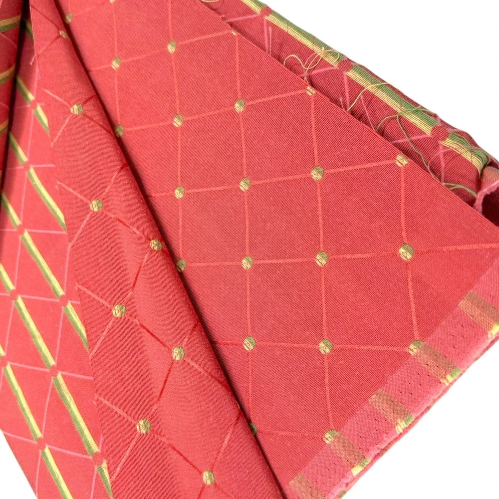39x57 Red Fabric Geometric Trellis Woven Upholstery Remnant Grandmillennial